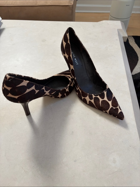 Nine West Shoes - Nine West Brown and Cream Leopard Print Pointed-Toe Pumps